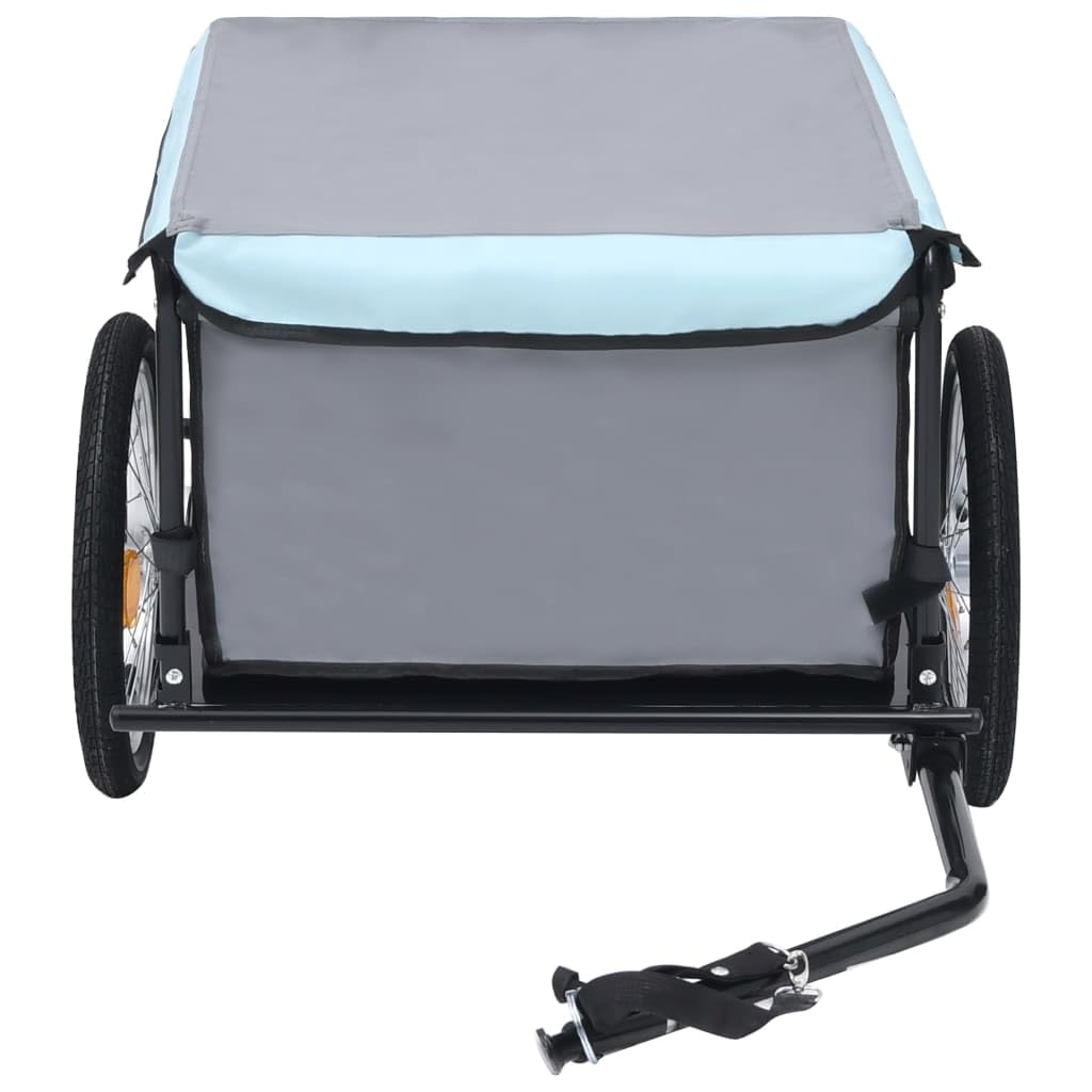 vidaXL Remolque de carga para bicicleta, color negro y azul, 150 libras