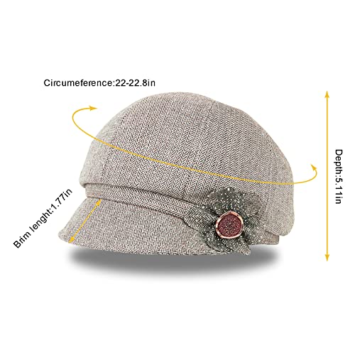 Juiterchy Women Retro Classic Visor Newsboy Cabbie Cap Beret Hats With Flower Buckle For Woman Ladies thumb #1