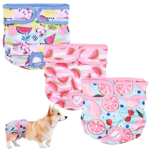 3 Stück Größe S Wiederverwendbare Hundewindeln Weiblich, Läufigkeitshose für Hündinnen für kleine Hunde bei Läufigkeit und Inkontinenz, Hochsaugfähige Hundewindeln Größenverstellbar