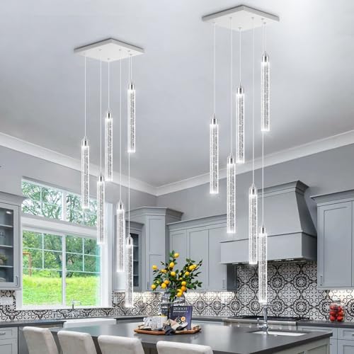 Image of Modern Crystal Pendant Lights for Kitchen Island Mini Chandelier LED Dimmable Ceiling Handing Lighting for Dining Room Corridor 2700K 6000K