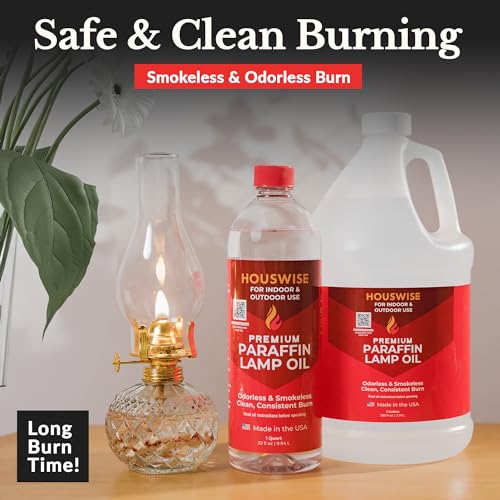 Houswise Premium Liquid Paraffin Lamp Oil for Indoor Use 1 Gallon - Indoor Smokeless Odorless Paraffin Oil Fuel for Lamps, Lantern, Candle