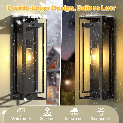 Image of 20in Large Outdoor Wall Light Dusk to Dawn Sconce Exterior Lighting Fixture