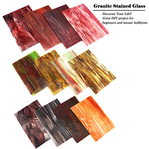 image for LITMIND 12 Pack Variety Stained Glass Sheets Pack, 4 x 6 inch Mosaic G