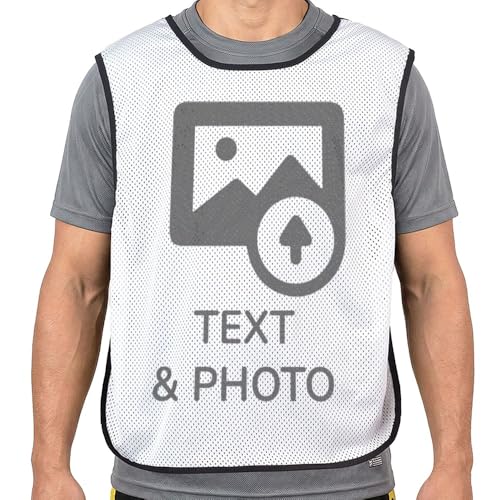 Wanapix | Pettorina Sportiva Personalizzabile | Taglia L Adulto (Grande) | Bordo Nero | Rete Traspirante | Pettorina da Allenamento con Nome, Numero, Stemma | 100% Personalizzata