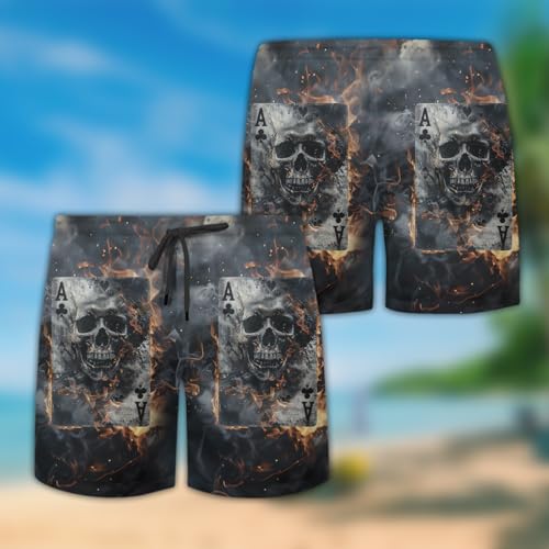 Las Vegas Poker Mens Swim Trunks - Gambling Casino Hawaiian Mens Swim Short Beach Shorts TU-SH-102