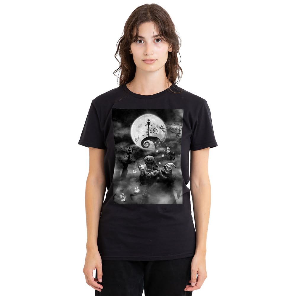 The Nightmare Before Christmas Women's Black Jack And Oogie Boogie T Shirt, Medium