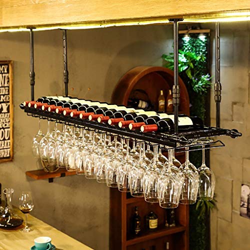 Soporte para copas y botellas de vino negro 60x30 cm