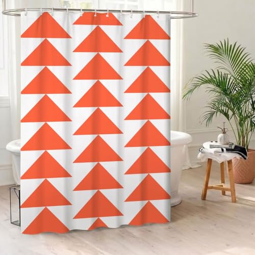 Rideau de douche géométrique orange idéal pour sublimer une baignoire familiale