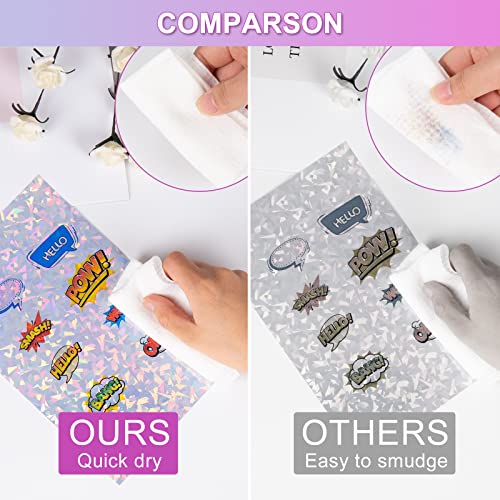 20 Sheets Holographic Sticker Paper For Inkjet & Laser Printer, Printable Vinyl Sticker Paper, Dries Quickly Sticker Paper Waterproof - 8.5X11 Inch, Diamond/Rainbow/Dots/Transparent #TOP3