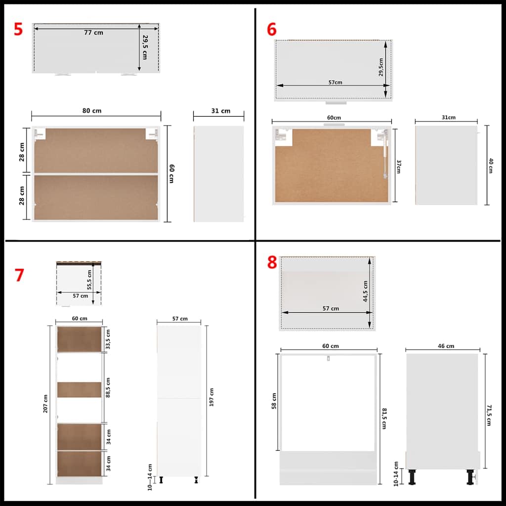 Lyon - Juego de 14 muebles de cocina modulares con tapa para lavavajillas y amplio espacio de almacenamiento para vajilla, ollas y utensilios de cocina