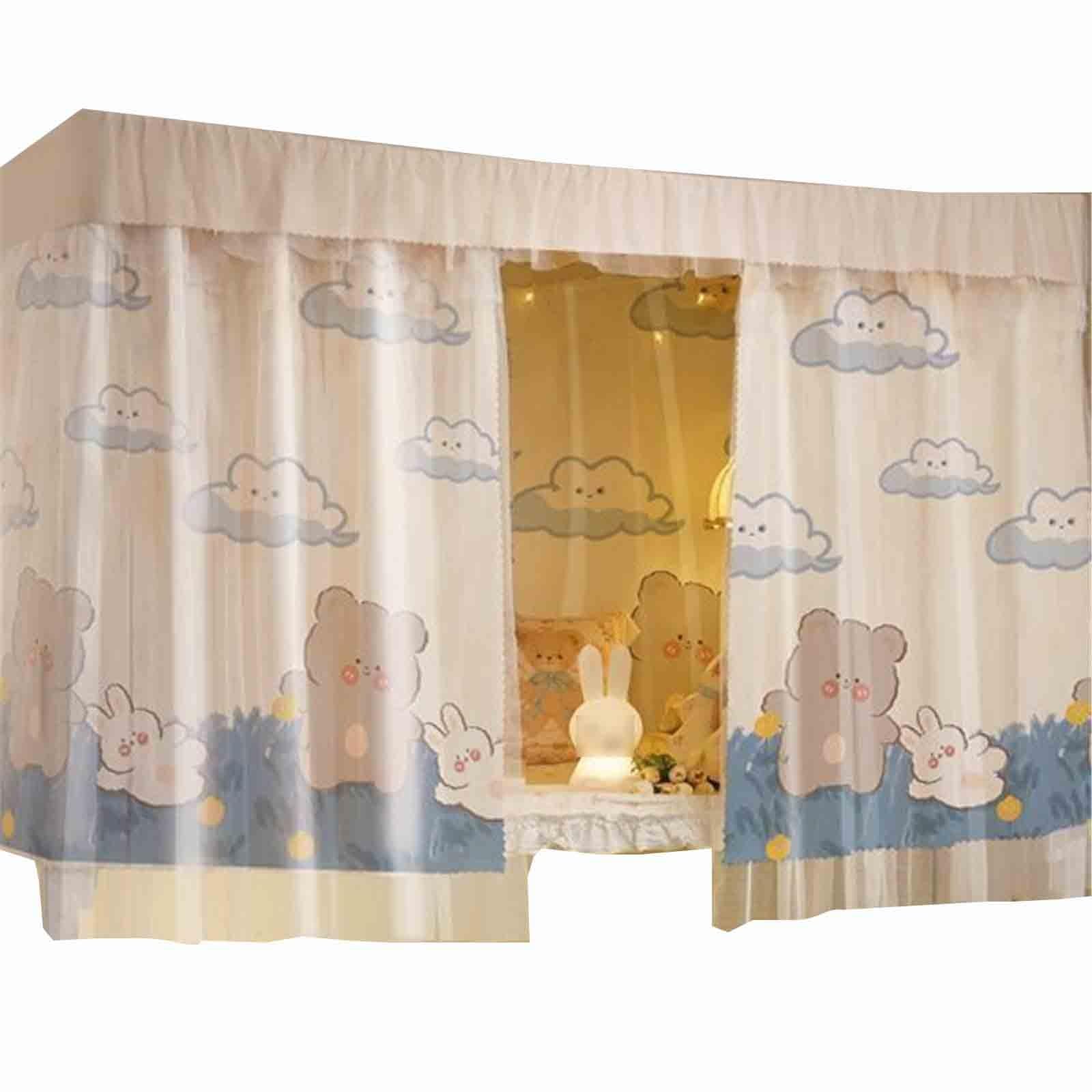 HAJHI Students Dormitories Bunk Bed Curtains with Sheer Bottom Top Loft Bed Curtains Blackout Decorative Bunk Bed Tent Dust-Proof Privacy(1 curtain,1.35m,H)