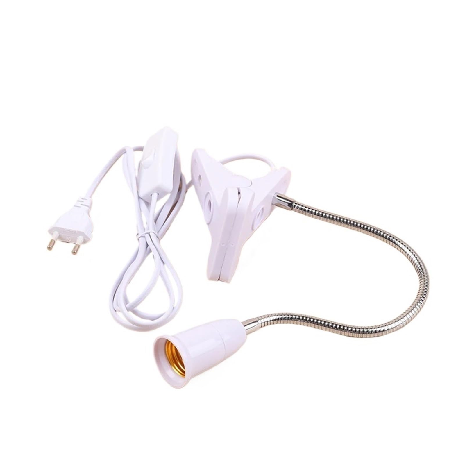 Portalámparas Enchufes de lámpara con abrazadera E27 de 1,8 M, giratorios de 360 ​​° con interruptor de enchufes E + U, soportes colgantes de cable L + E + D, accesorios de iluminación