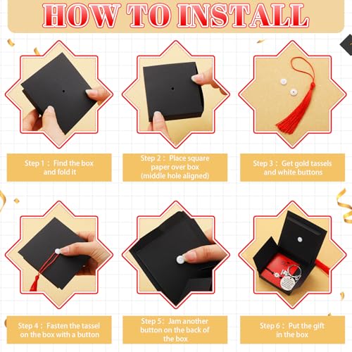 Ecation 24 Sets 2026 Graduation Gifts Unisex Bracelets Comes in Cap Shaped Box with Quote Card Keychain for Class of 2026(Retro Style) by Ecation - Used condition - Image 5