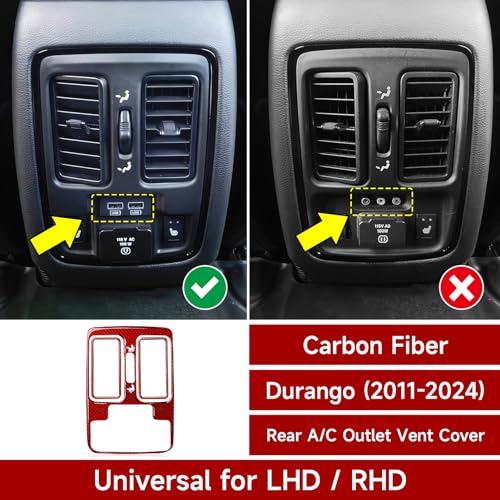 Image of for 2011-2024 Dodge Durango Accessories Car Rear A /C Air Outlet Vent Decals Carbon Fiber Stickers, B Red