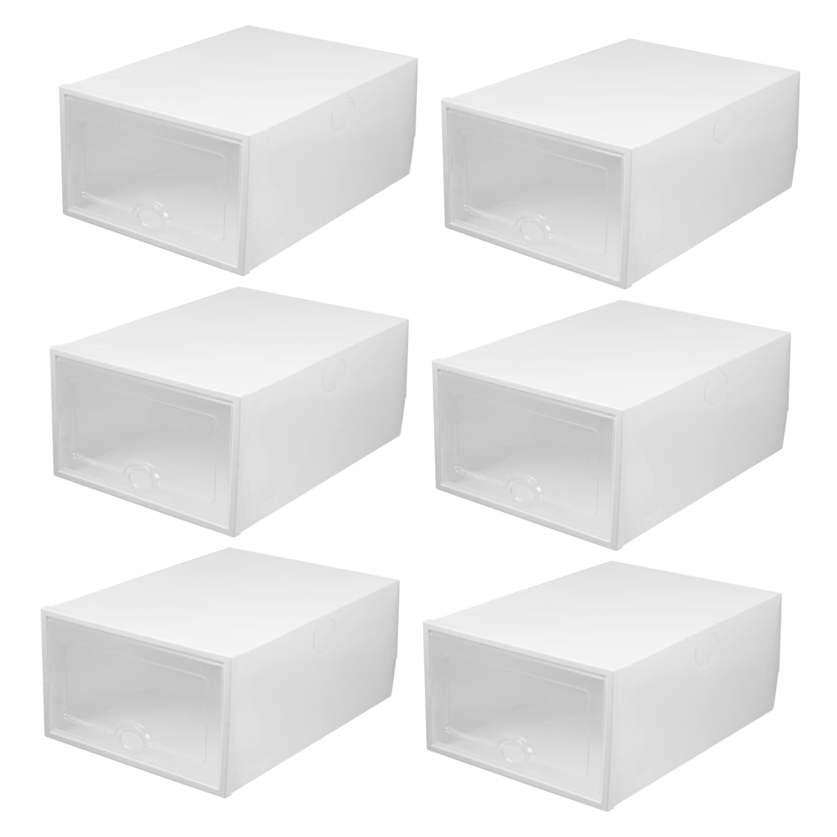 KOMBIUDA 6 Pcs Transparent Shoe Storage Box Stackable Drawer Style Plastic Organizer for Shoes Socks and Accessories Lightweight Practical Design for Home Organization