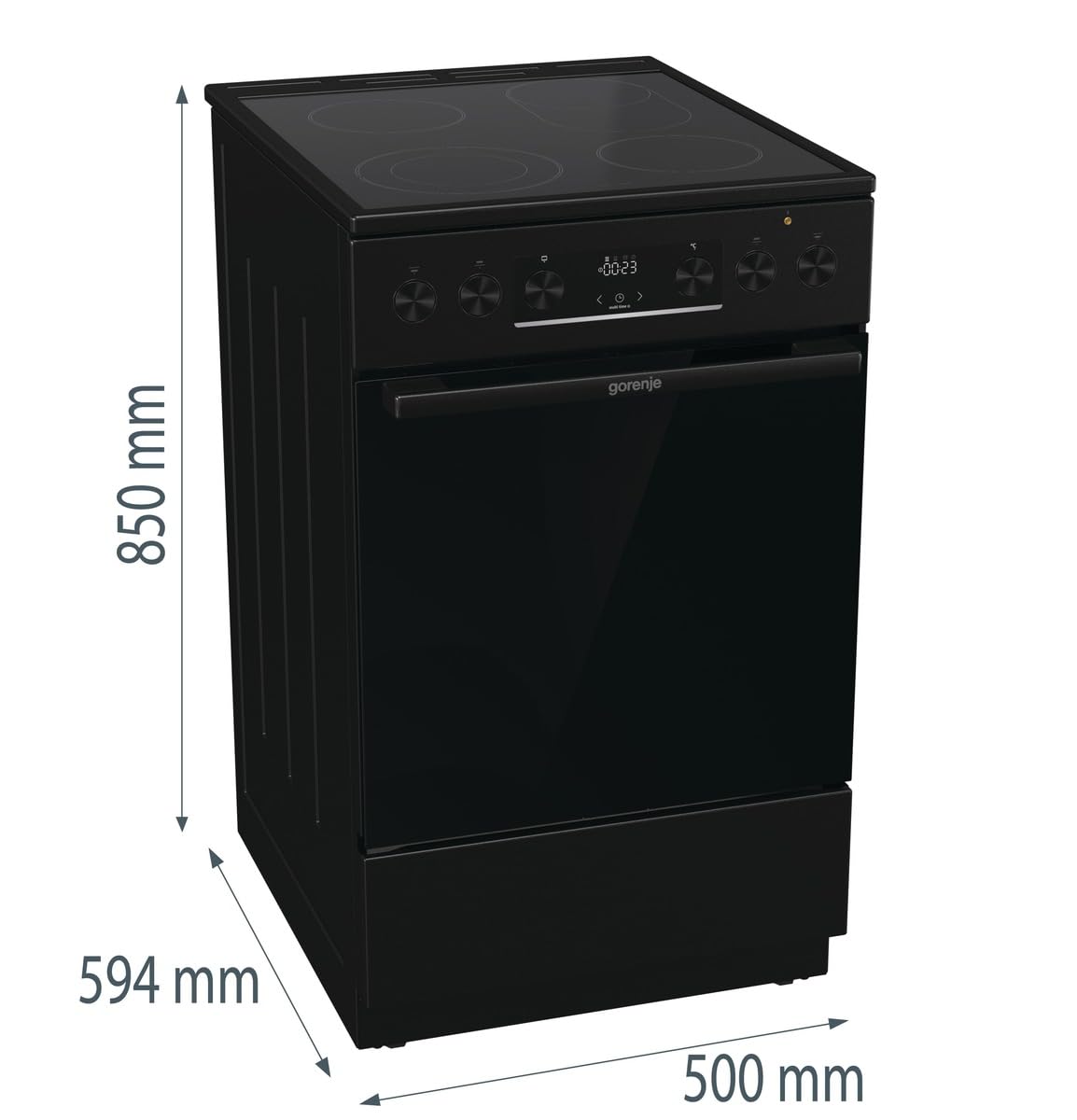 Gorenje GECS5C70BPA Elektro-Standherd 50cm 70 Liter Glaskeramik-Kochfeld schwarz