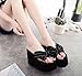 Mamilove Womens Chunky High Platform Wedge Flip-flops Sandals 7.5 Black
