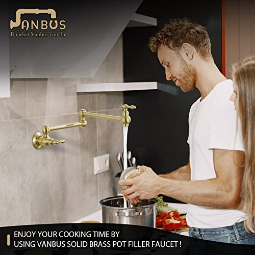 Vanbus 03B-BG Brass Pot Filler,Pot Filler Faucet Brushed Gold, Wall Mount Pot Filler Kitchen Faucet thumb #1