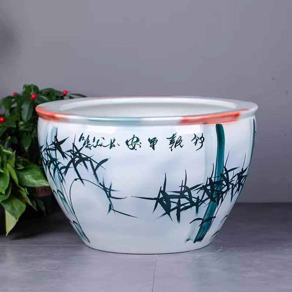 Aquarium Peint à la Main en céramique Cour extérieure Jardin Aquarium Balcon nénuphar Lotus réservoir décoration intérieure Ornements Petit Aquarium (Size : 52cm)