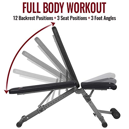 KICODE Weight Bench, Adjustable Strength Training Bench for Full Body Workout, Multi-Purpose Foldable Incline Decline Exercise Workout Bench for Home Gym