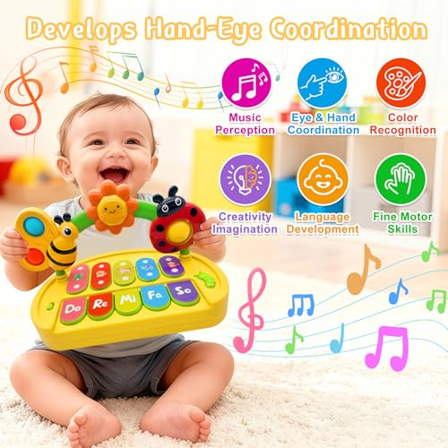Baby Piano Toy 6-12 Months Light Up Music Keyboard Baby Toys for 3 6 9 12 18 Months with 4 Modes, Infant Educational Early Learning Toys, Small Musical Piano Toy 1 Year Old Boys Girls Gift - Image 5
