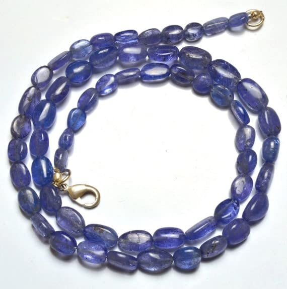 Collier tanzanite pierres naturelles lisses sans aspérités pour peaux sensibles LKBEADS