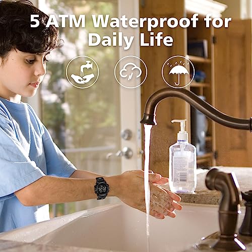 Image of Kids Watch,Boys Watch for 3-15 Year Old Boys,Digital Sport Outdoor Multifunctional Chronograph LED 50 M Waterproof Alarm Calendar Analog Watch for Children with Silicone Band,Kids Gift