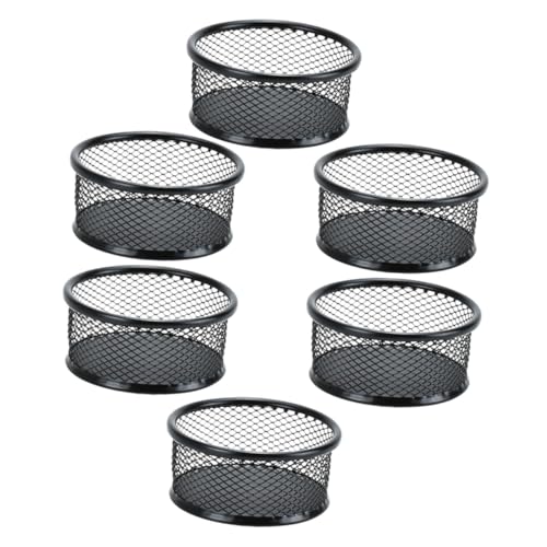 KALLORY 6pcs Mesh Paperclip Organizer Stylish Desk Holder for Binder Clips Paper Clips and Office Supplies Storage Material for Home Office and School Use
