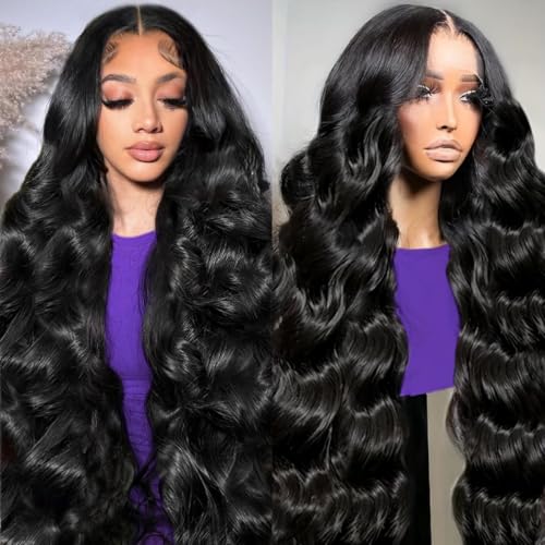 Hoisali 34 Inch 13x6 Lace Front Wigs Human Hair HD Body Wave Lace Front Wigs Human Hair Pre Plucked