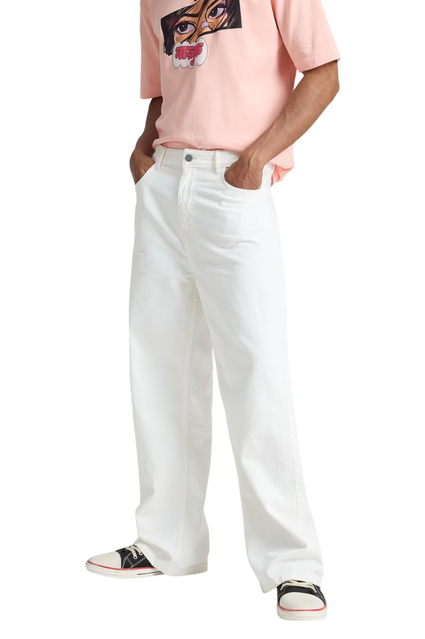 XEE Men's Black Denim Jeans, 28 WHITE - Image 1