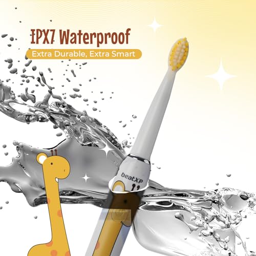 Image of beatXP Jiggle Sonic Electric Toothbrush for Kids with 2 Brush Heads & 3 Cleaning Modes | Rechargeable Electric Toothbrush | 20500 strokes /min with Long Battery Life (Snowy White)