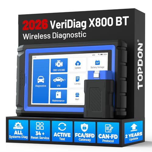 TOPDON VeriDiag X800 BT OBD2 Scanner 2026 Upgraded Bidirectional Scan Tool with 34 Reset Services Full System Wireless Automotive Diagnostic Tool Active Test Scan Tool 2 Years Free Update
