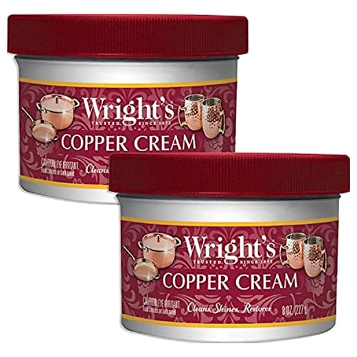 Wright's Copper and Brass Polish and Cleaner Cream- 8 Ounce - 2 Pack - Gently Clean and Remove Tarnish Without Scratching