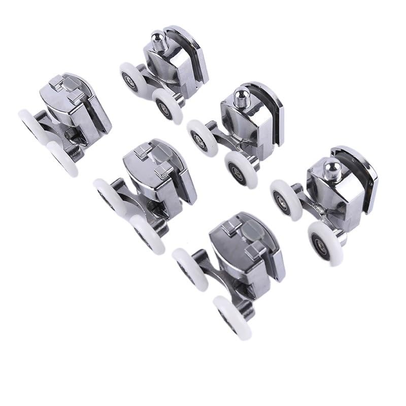 Koła pasowe do kabin prysznicowych, 23mm/25mm/27mm stop cynku podwójne koła przesuwne prysznicowe łożyska koła prowadnice koła zamienne prysznic drzwi(4pcs Upper,25mm)
