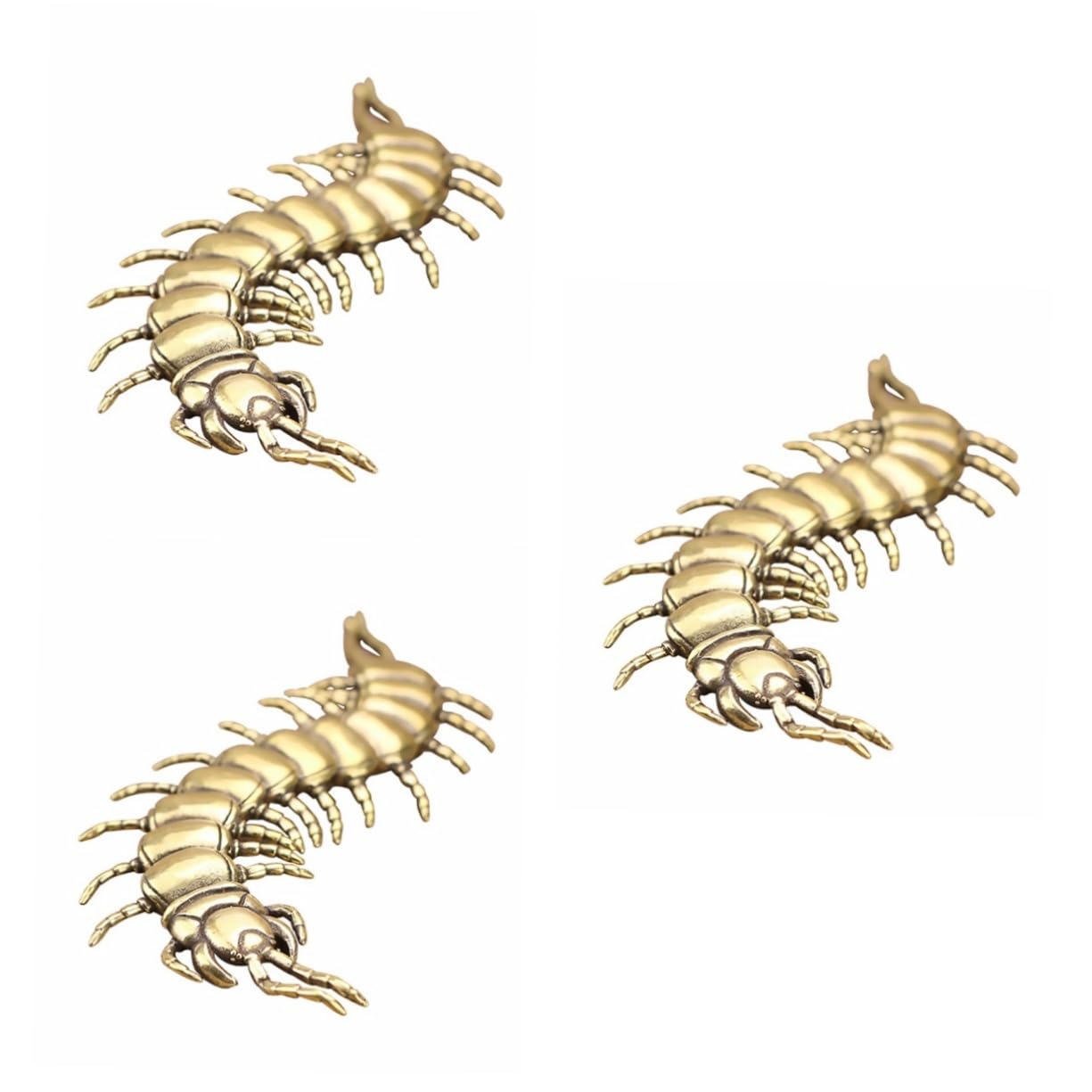 Cabilock Juguetes 3 Piezas Adorno de ciempiés Cosas de Broma Mascota de té decoración Bandeja de té Mascota artesanías de Mascotas de té de latón pequeña Adornos Accesorios Decorar