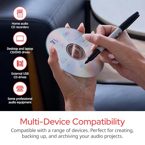 Image of Verbatim Music CD-R 40X 80 Minute 700 MB Blank Recordable Audio Discs 25pk Spindle