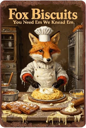 Fox Biscuits You Need Em We Knead Em - Letrero de aluminio vintage, 30,5 x 20,3 cm, aluminio, divertida decoración de cocina