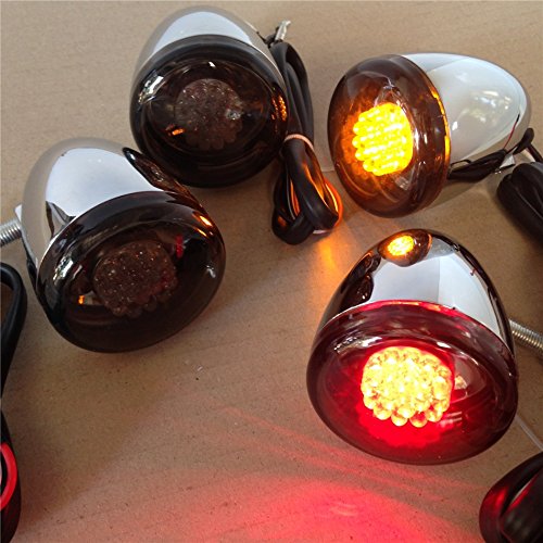 Kit de intermitentes cromados para motocicleta compatibles con Harley Bullet Led 41 mm