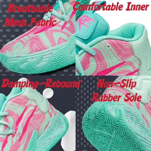 Men's Light Blue High-Top Basketball Shoes with Floral Patterns – Breathable Mesh, Non-Slip Cushioned Sole | Lightweight Gym & Outdoor Sneakers ﻿(Yellow -Purple,8.5)2