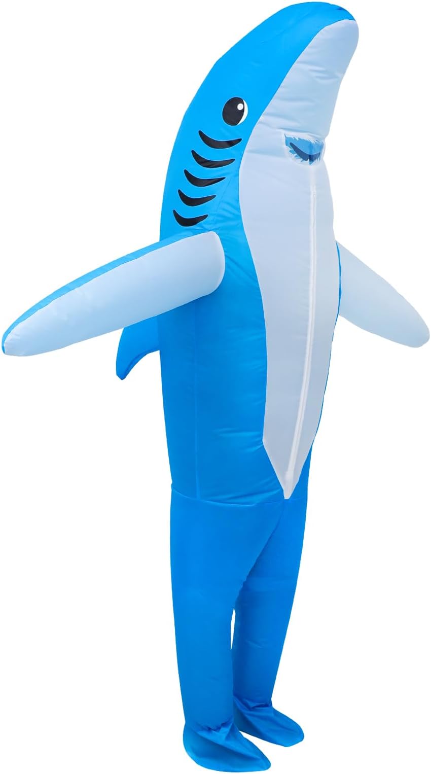 Jranter Inflatable Costumes for Adults - Full Body Standing Shark Costume with Air Pump, Air Blow-up Deluxe Cosplay Party Costume,Great for Birthday Pary, Parades, Masquerade, Carnival, etc.