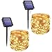 Produktbild E-Senior Solar Lichterkette Aussen, Solar Lichterkette Außen, 8 Modus 100LED Wasserdicht kupferdraht lichterkette für Patio, Tor, Hof, Hochzeit, Partydekoration /33ft/10M/Warmweiß (2 Stück)