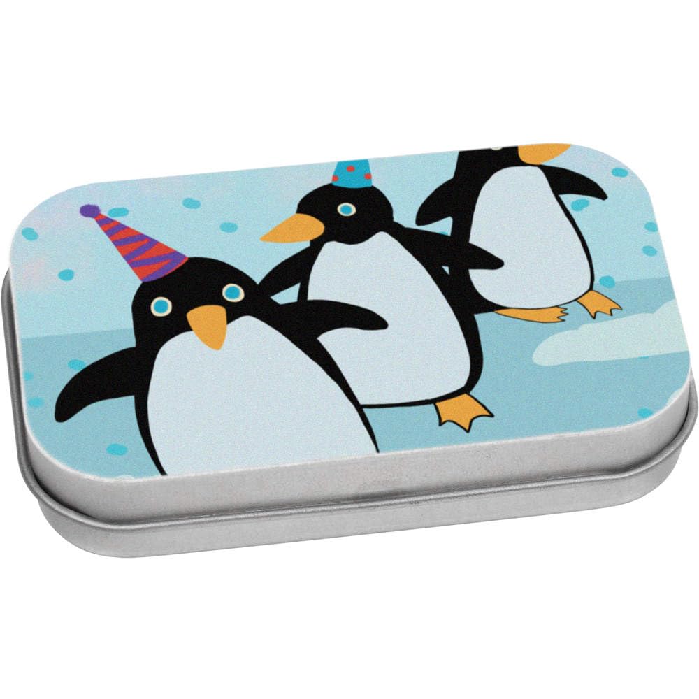 80mm 'Festive Penguins' Metal Hinged Tin/Storage Box (TT00218660)
