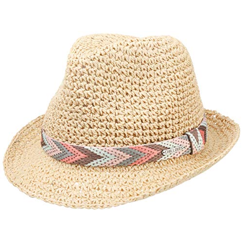 CHILLOUTS Medellin Hat in Natur S/M | Damen Hut Fedora Trilby Knautsch Strohhut