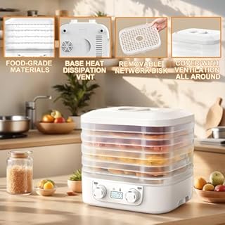 Home Food Freeze Dryer Machine with 5 Trays, Freeze Dried Machine with Adjustable Timer and Temperature Control, Two Knob Fully Automatic Freeze Dryer Machine for Fruits Meat Vegetables Candy(Blue)