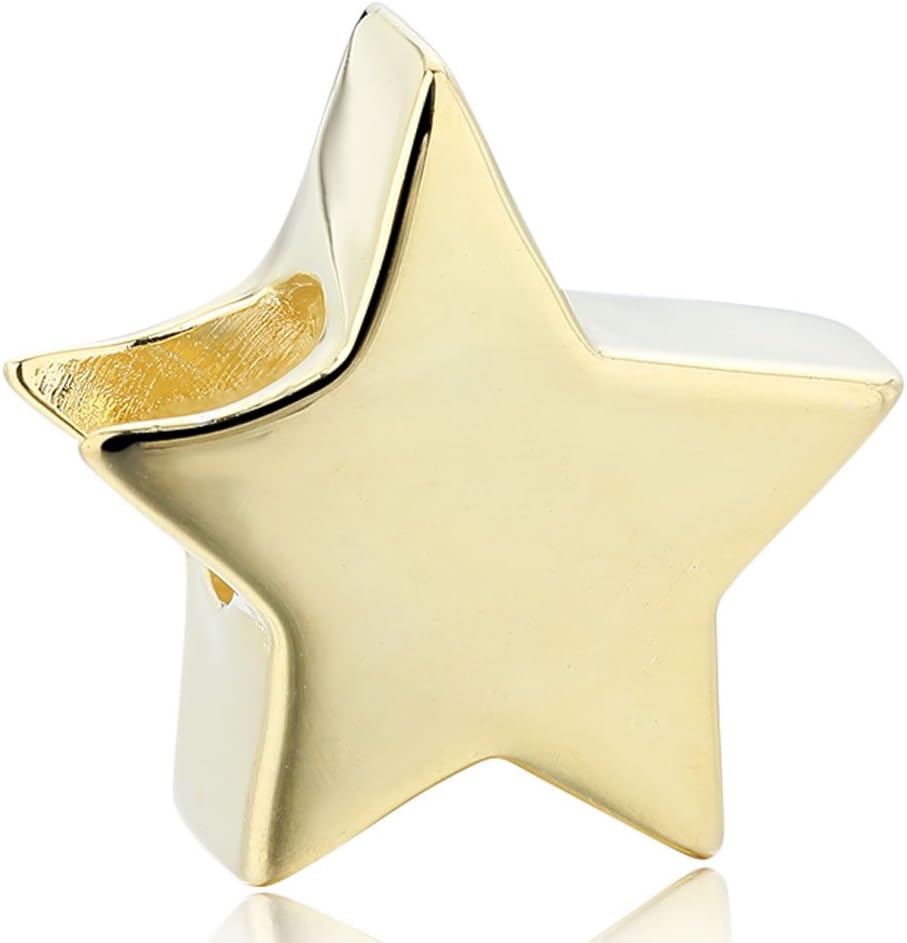 BEAUTY CHARM Gold Plated Star Beads DIY Blink Star Charm Fit Pandora Bracelet