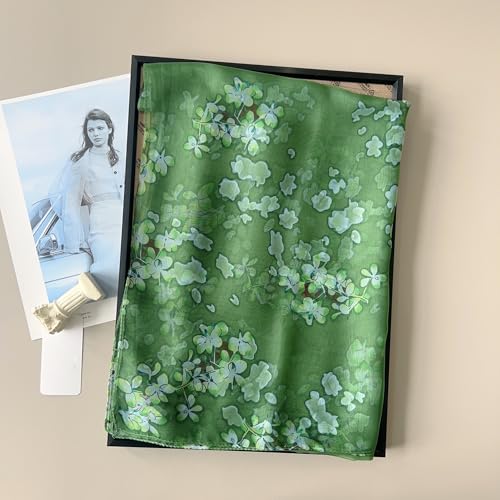 Image of Scarf Stole for Women - 185 x 135 cm Chiffon Scarf with Floral Print | Lightweight Scarf, Soft Stole for Women | Satin Feel Neck Scarf | Women Accessory