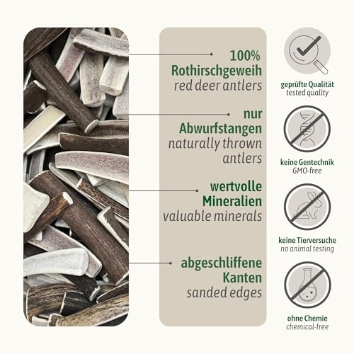 ChronoBalance® XL - Hirschgeweih für Hunde – 1er Set Halbierte Kauspielzeuge, 100% Natürliches Kauknochen Hundespielzeug zur Zahnpflege, Nachhaltige Hunde Kauartikel ohne Chemie