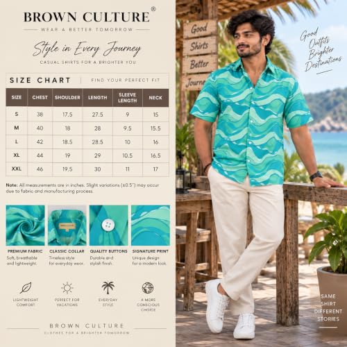 Image of BROWN CULTURE Printed Shirts for Men | Half Sleeve Shirt for Men's | Cotton Half Sleeve | Cotton Blend Shirts for Men | Casual Printed Shirt | Stylish Everyday Wear