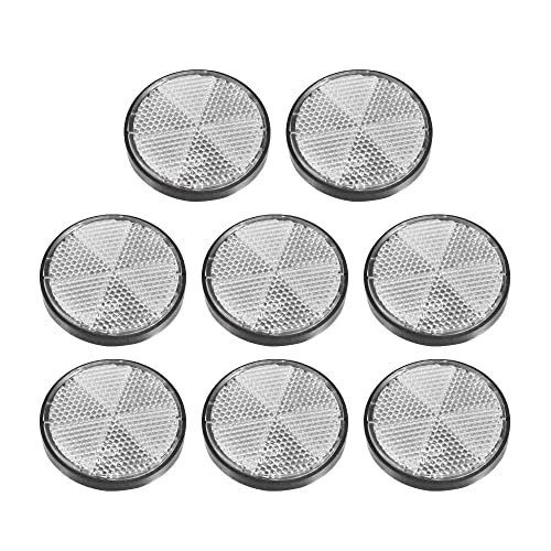 Image of X AUTOHAUX 8 Pcs Round Rear Reflectors Screw on Safety Spoke Reflective Gate Posts Reflector for Cars Trailer Motorcycle Trucks Boat Bicycle Bike White