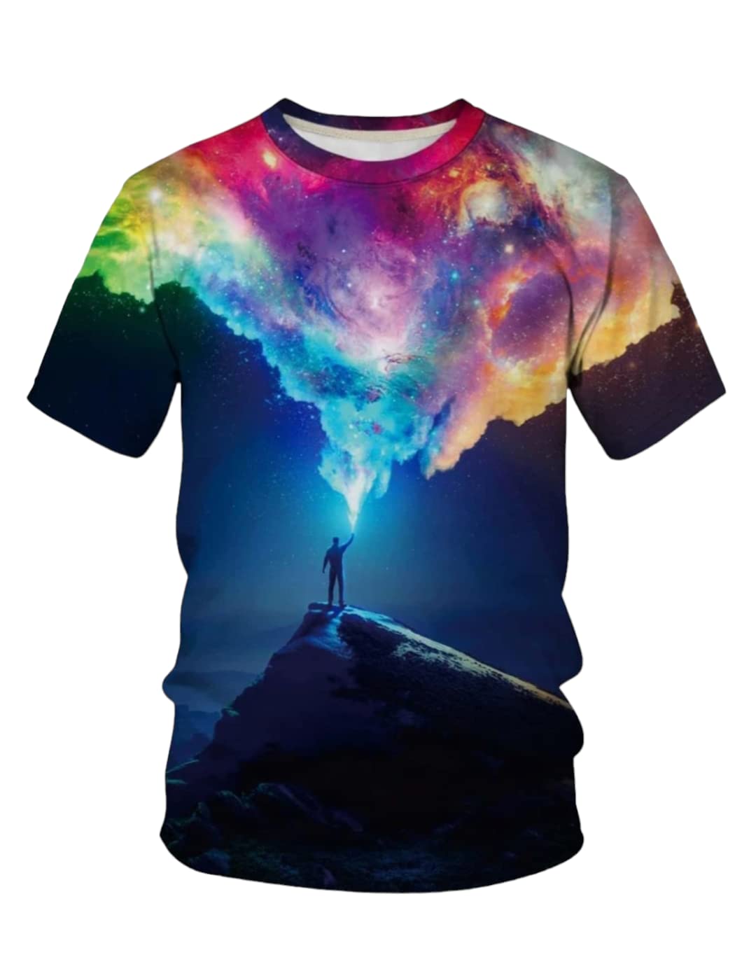 UD FABRICMen 3D Galaxy & Figure Graphic Print T-Shirt Light-Weight Tee Top